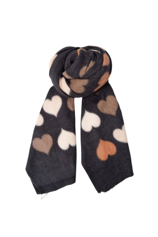 Black Colour Rumi heart winter scarf black