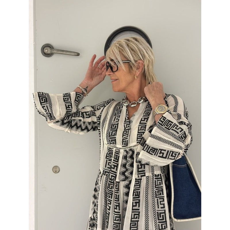 Gaspar Hawaii Jaquard dress black/offwhite