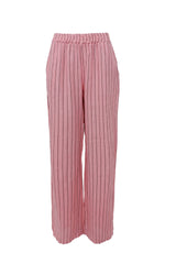 Black Colour Melina wide linen pant rose stripe