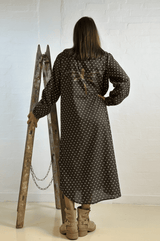 Gaspar Luna dot dress dark grey/dark brown