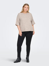 Only Carmakoma Simoni pullover knit 3/4 sleeve sand melange