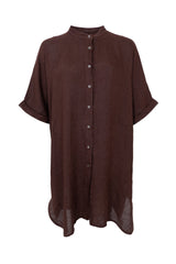 Black Colour Melina linen tunic coffee