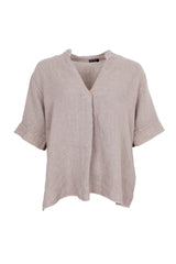 Black Colour Melina linen blouse taupe