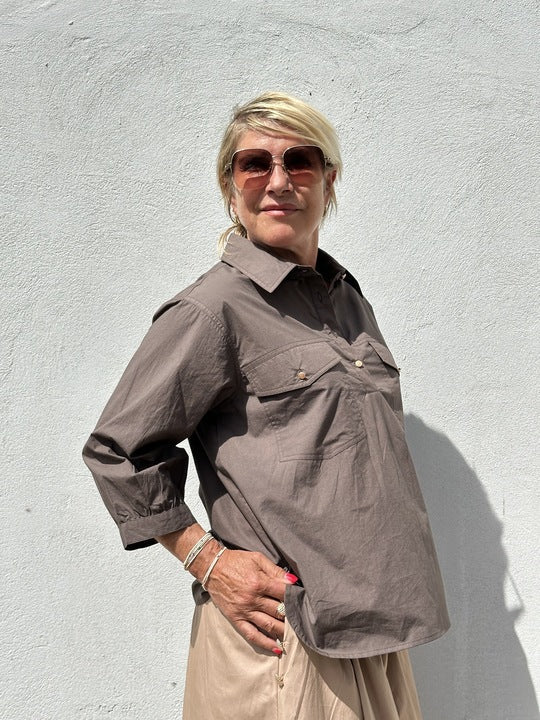 Gaspar Shirt Oslo Poplin Brown