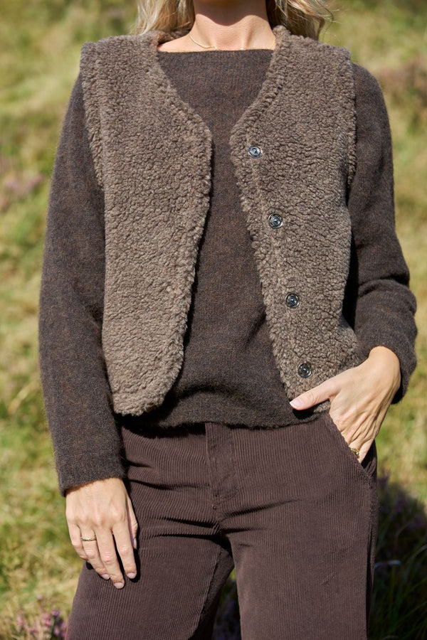 Black Colour Teddy vest taupe