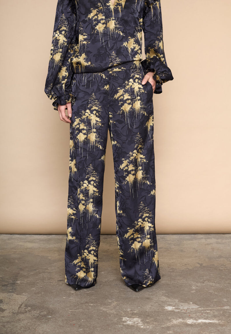 Love & Divine pants navy gold print