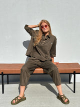 Gaspar Porto poplin shirt olive green