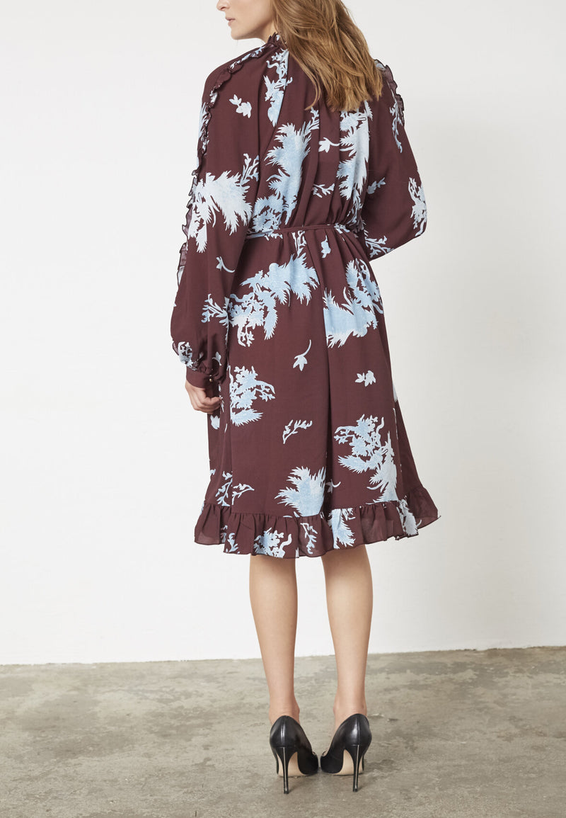 Love & Divine dress bordeaux leaf