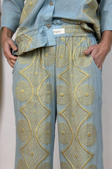 Gaspar Honolulu jaquard pant light blue