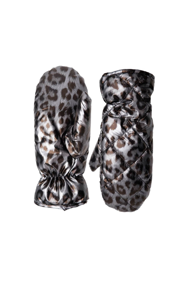 Black Colour Nadina quilted leo mittens gun metal