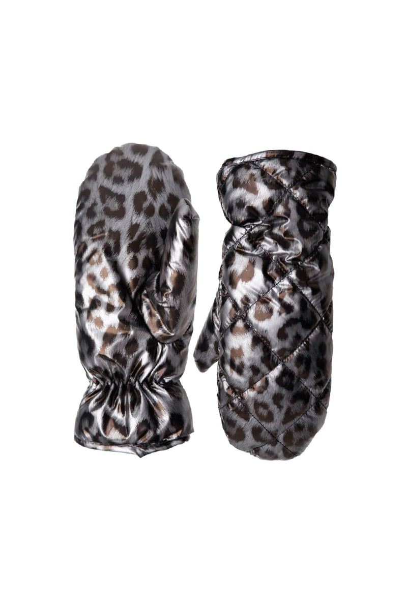 Black Colour Nadina quilted leo mittens gun metal