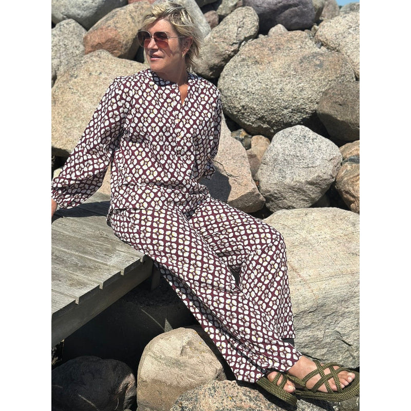 Gaspar Læsø flower shirt bordeaux
