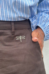 Gaspar Colorado poplin barrel pant chokolate