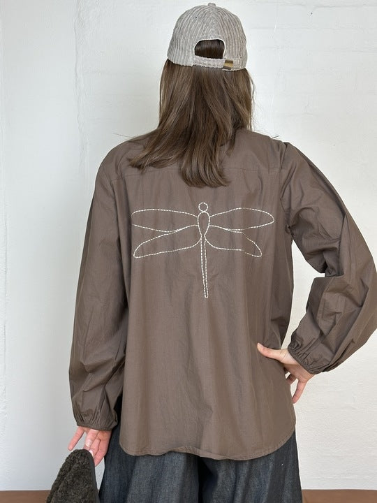 Gaspar Læsø poplin shirt brown