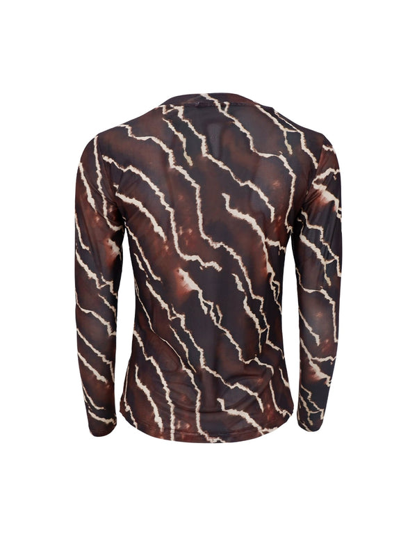 Black Colour Annie mesh blouse marble print