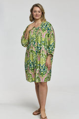 Gozzip Johanne shirt tunic green pink mix
