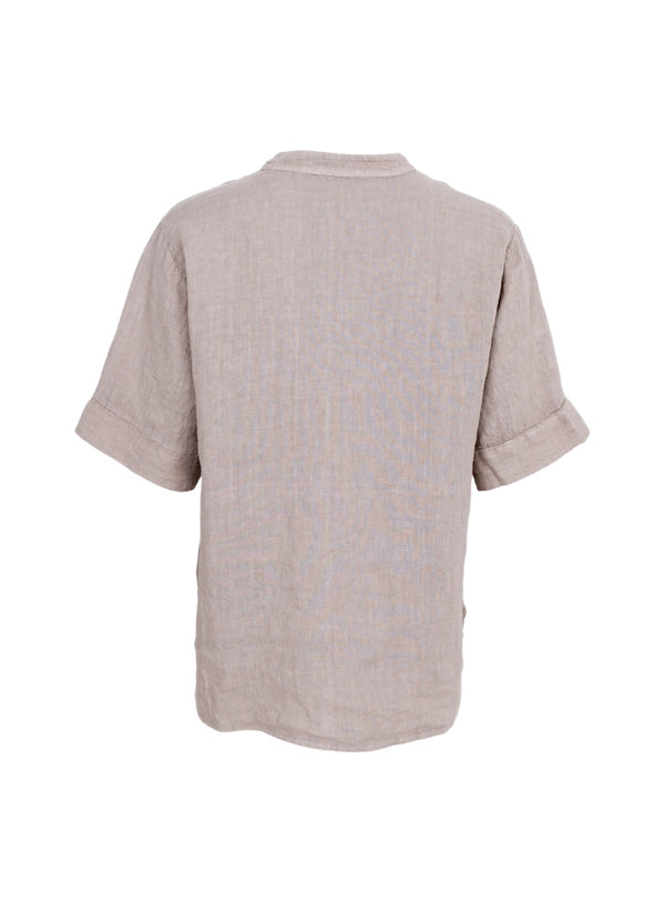 Black Colour Melina linen blouse taupe