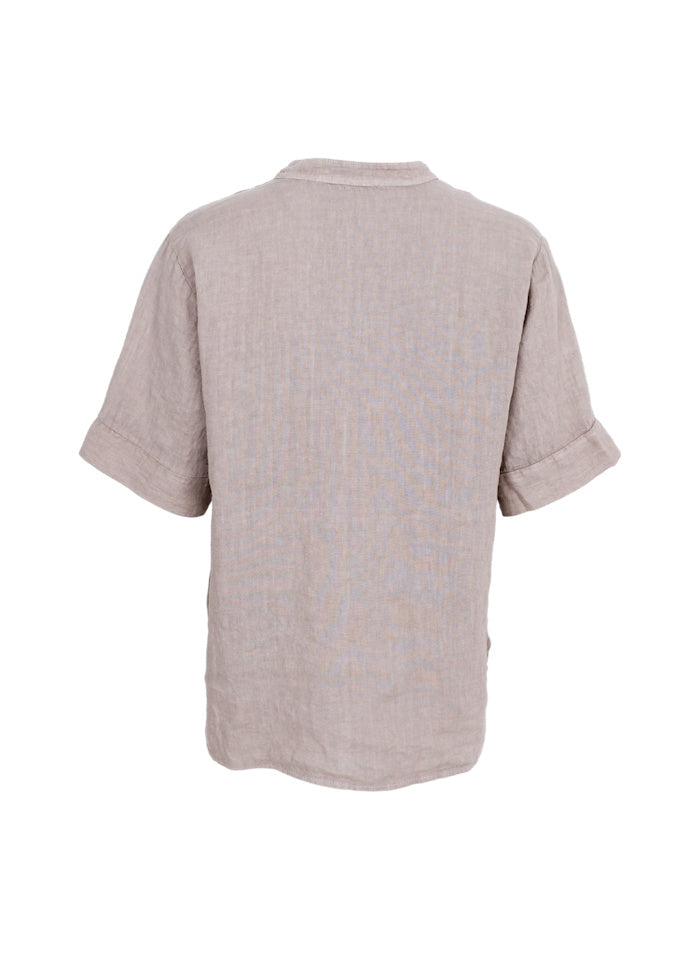 Black Colour Melina linen blouse taupe