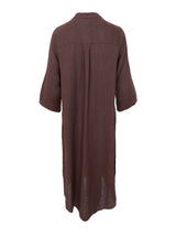 Black Colour Melina linen shirt dress coffee