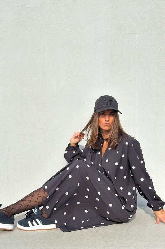 Gaspar Luna big dot dress black