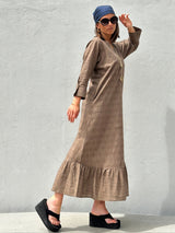 Gaspar Loule broderi anglaise dress dusty brown