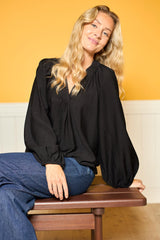 Black Colour Luisa raglan blouse black