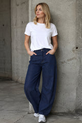 Pulz jeans Anni barrel leg un-washed denim blue