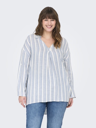 Only Carmakoma Caro linen shirt blue stripe