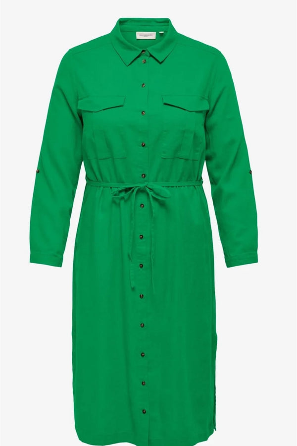 Only Carmakoma Caro linen shirt dress green