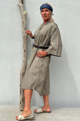 Gaspar Mumbai stripe dress dusty green