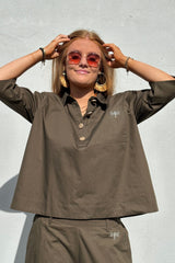 Gaspar Porto poplin shirt olive green