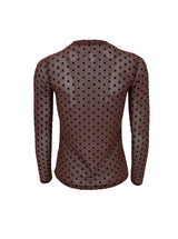 Black Colour Jennie dotted mesh blouse coffee