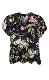 Black Colour Zennia blouse black flower