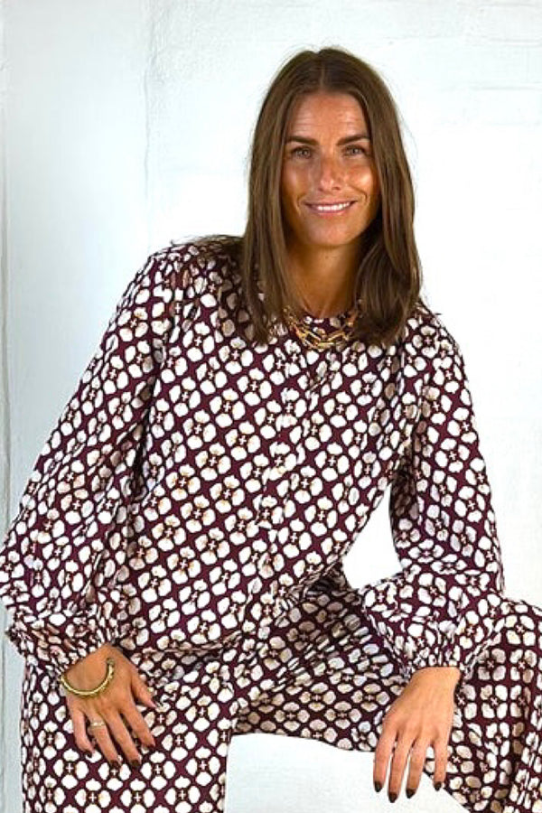 Gaspar Læsø flower shirt bordeaux