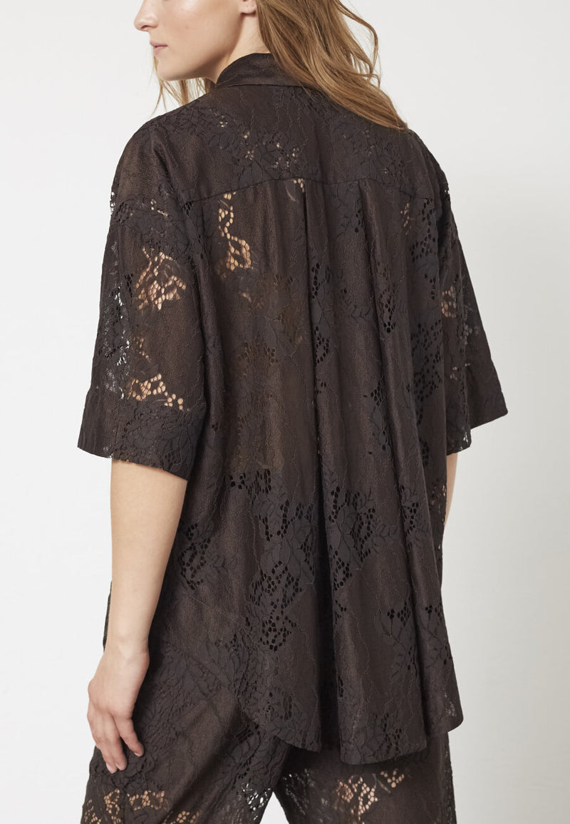 Love & Divine lace shirt chocolate