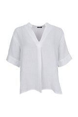 Black Colour Melina linen blouse white