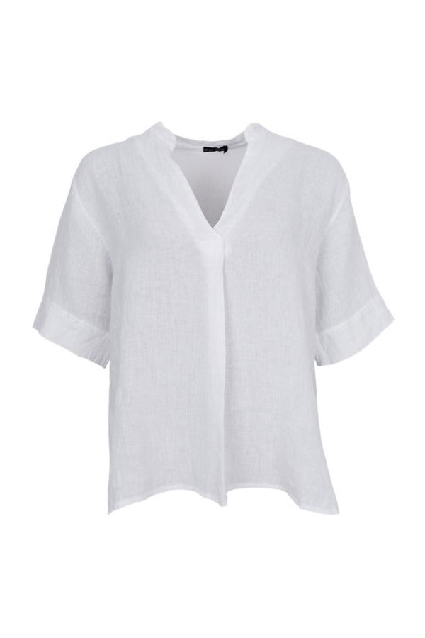 Black Colour Melina linen blouse white