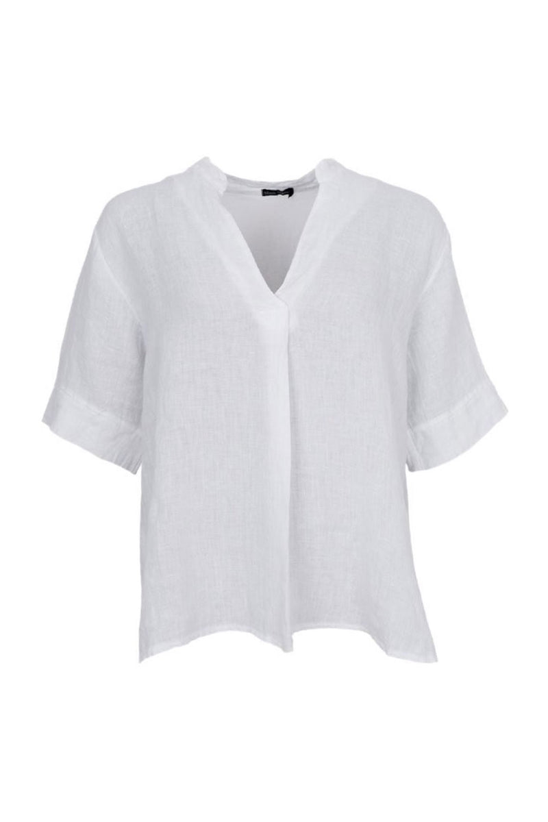 Black Colour Melina linen blouse white