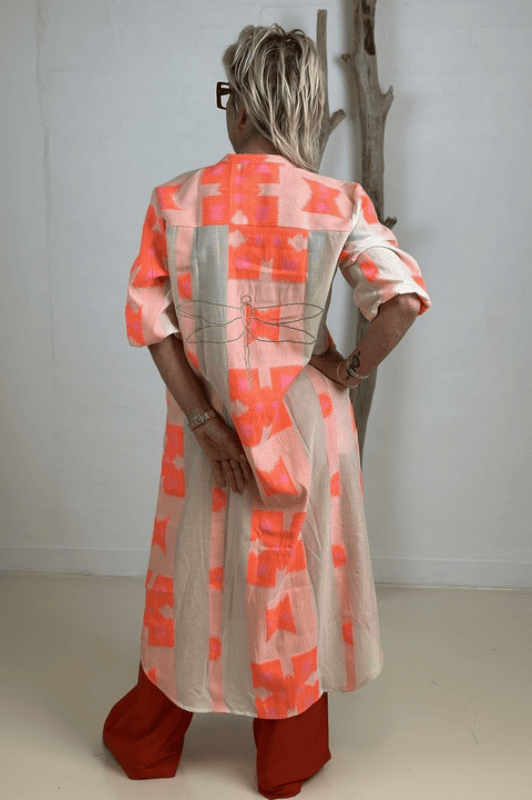 Gaspar Love jaquard dress orange