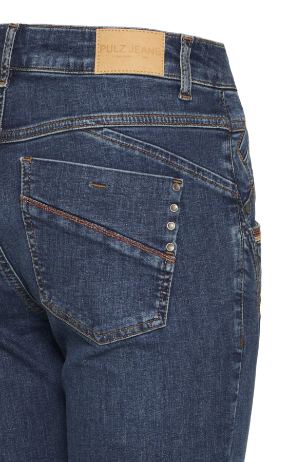 Pulz Carmen highwaist jeans skinny dark blue denim