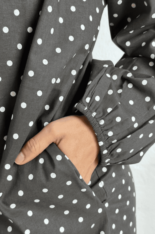 Gaspar Luna dot dress dark grey/dark brown