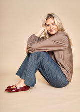 Black Colour Luisa raglan blouse tobacco
