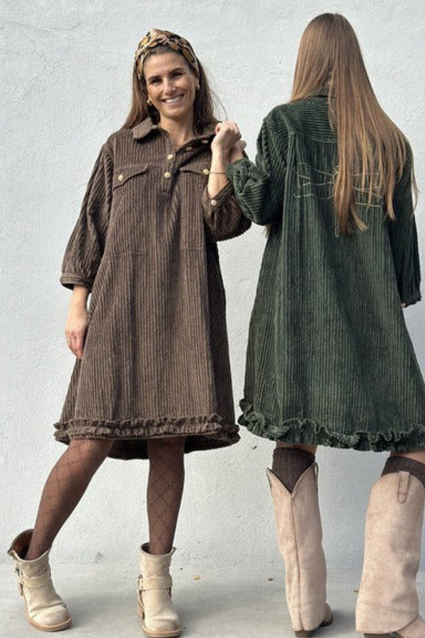 Gaspar Rio Corduroy dress taupe