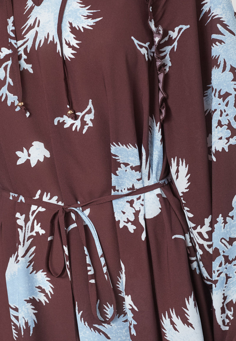 Love & Divine dress bordeaux leaf