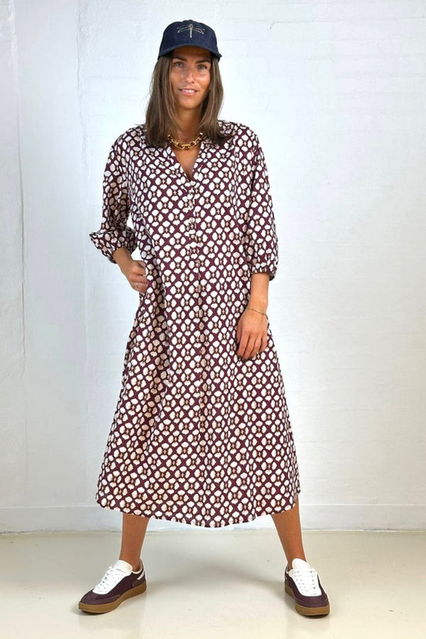 Gaspar  Flower dress bordeaux