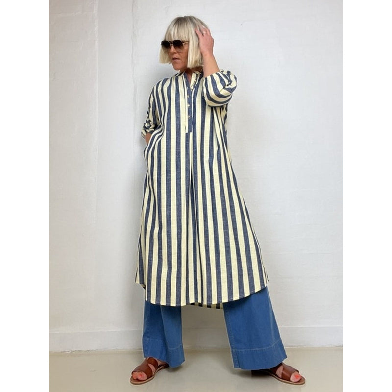 Gaspar Love poplin dress stripe dark blue