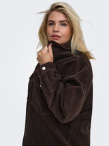 Only Carmakoma Tiggy cord shacket Ganache brown