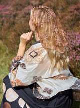 Black Colour  Miriana triangle lace scarf tobacco