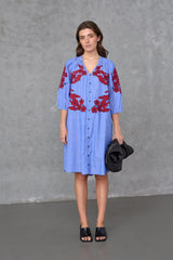 Love & Divine Love1576 long shirt blue dream/red