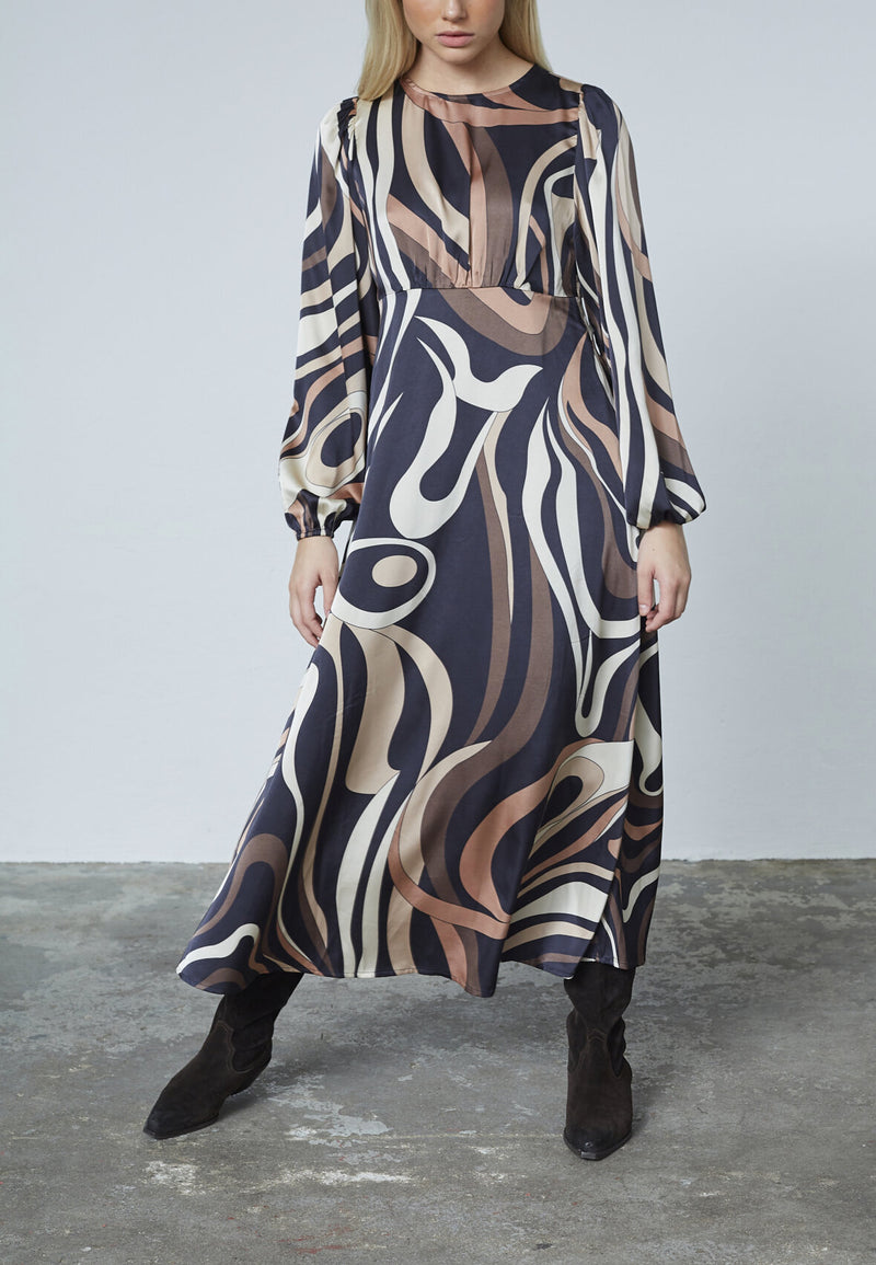 Love & Divine dress grafic print brown
